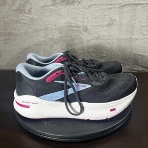 Brooks Ghost Max Womens Size 8.5 Wide Running Walking Black Lace Up Sneakers
